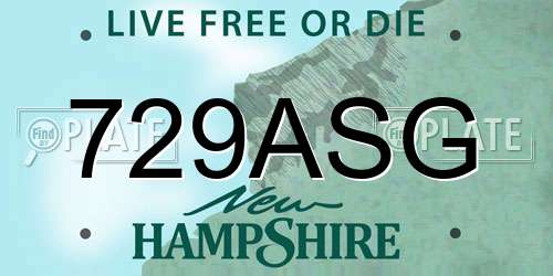 729ASG New Hampshire License Plate