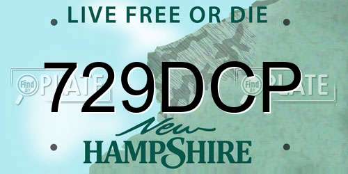 729DCP New Hampshire License Plate