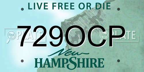 729OCP New Hampshire License Plate