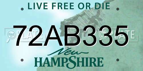72AB335 New Hampshire License Plate
