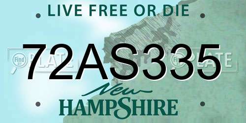 72AS335 New Hampshire License Plate