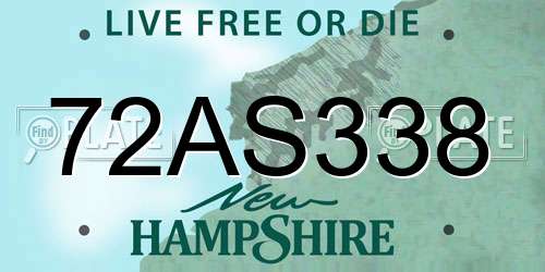 72AS338 New Hampshire License Plate