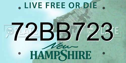 72BB723 New Hampshire License Plate