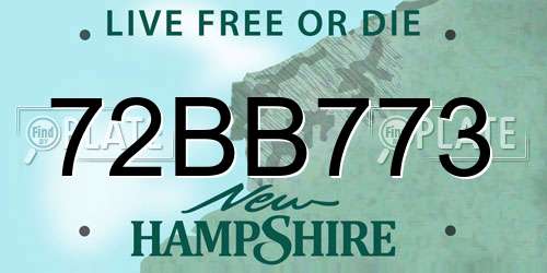 72BB773 New Hampshire License Plate