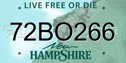 72BO266 New Hampshire License Plate