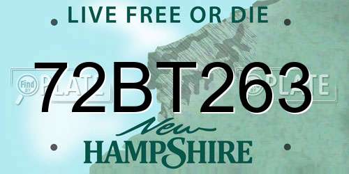 72BT263 New Hampshire License Plate