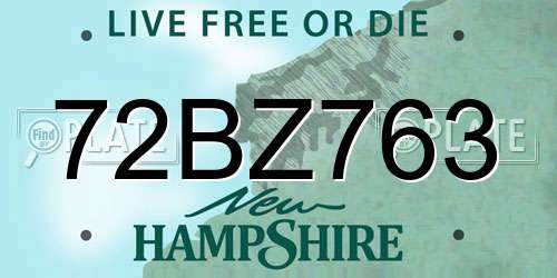 72BZ763 New Hampshire License Plate