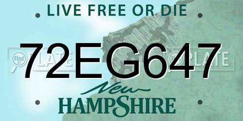 72EG647 New Hampshire License Plate