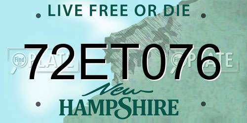 72ET076 New Hampshire License Plate