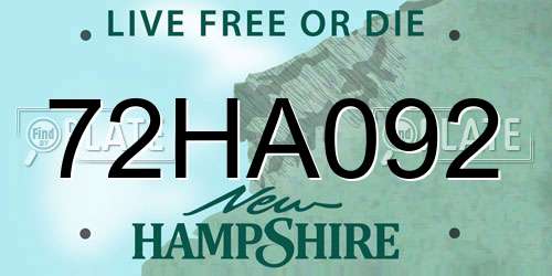 72HA092 New Hampshire License Plate