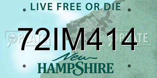 72IM414 New Hampshire License Plate
