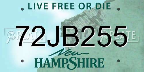 72JB255 New Hampshire License Plate