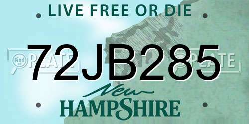 72JB285 New Hampshire License Plate