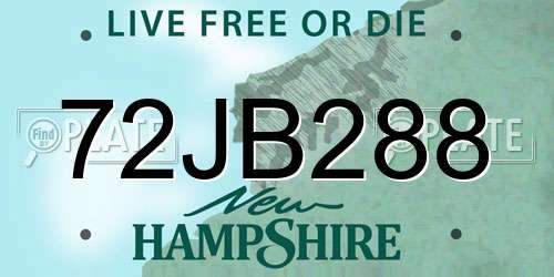 72JB288 New Hampshire License Plate