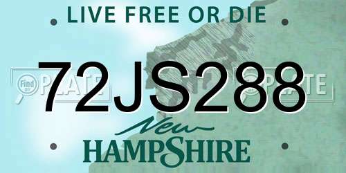 72JS288 New Hampshire License Plate