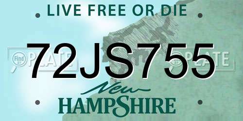 72JS755 New Hampshire License Plate