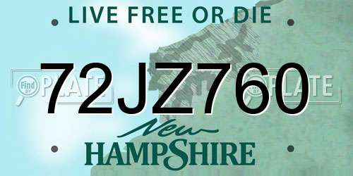 72JZ760 New Hampshire License Plate
