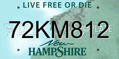 72KM812 New Hampshire License Plate