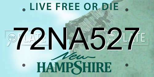 72NA527 New Hampshire License Plate
