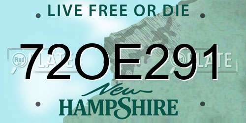 72OE291 New Hampshire License Plate