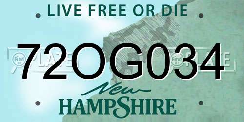72OG034 New Hampshire License Plate