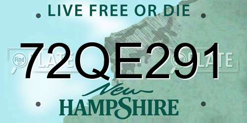 72QE291 New Hampshire License Plate