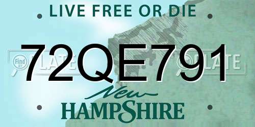 72QE791 New Hampshire License Plate