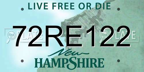 72RE122 New Hampshire License Plate