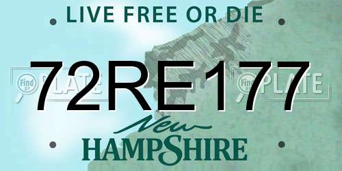 72RE177 New Hampshire License Plate