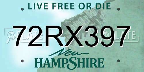 72RX397 New Hampshire License Plate