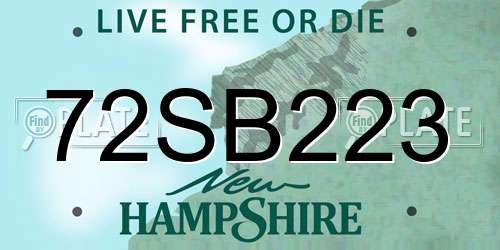 72SB223 New Hampshire License Plate