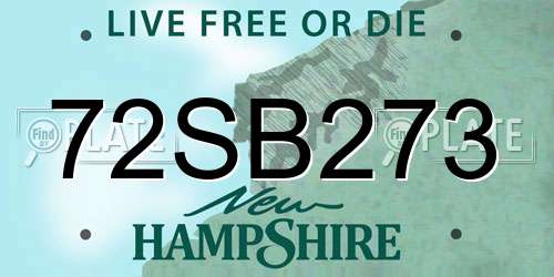 72SB273 New Hampshire License Plate