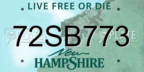 72SB773 New Hampshire License Plate