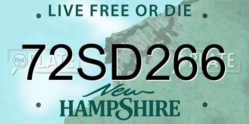 72SD266 New Hampshire License Plate