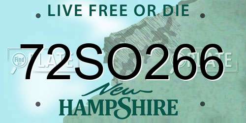 72SO266 New Hampshire License Plate