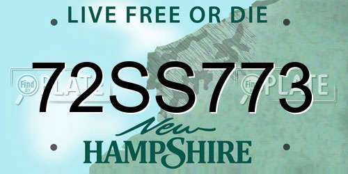 72SS773 New Hampshire License Plate