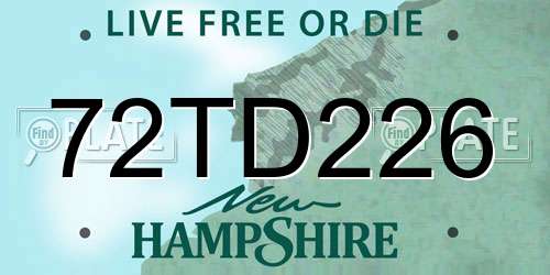 72TD226 New Hampshire License Plate