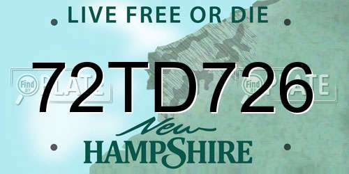 72TD726 New Hampshire License Plate