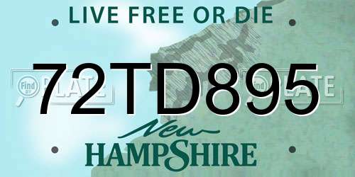 72TD895 New Hampshire License Plate