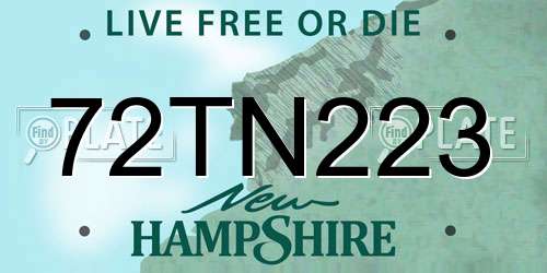 72TN223 New Hampshire License Plate