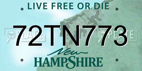72TN773 New Hampshire License Plate