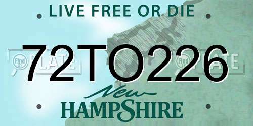 72TO226 New Hampshire License Plate