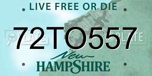 72TO557 New Hampshire License Plate