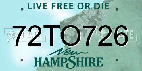 72TO726 New Hampshire License Plate