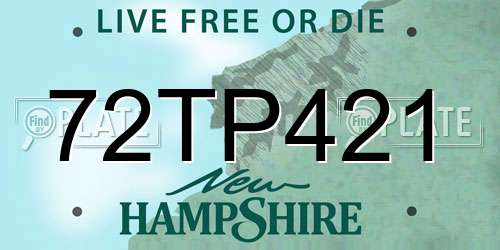 72TP421 New Hampshire License Plate