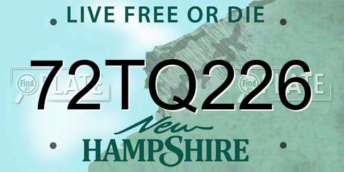 72TQ226 New Hampshire License Plate