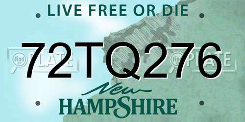 72TQ276 New Hampshire License Plate
