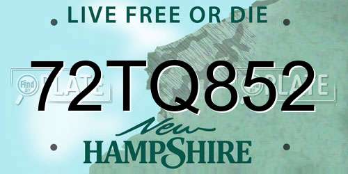 72TQ852 New Hampshire License Plate