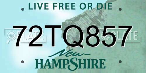 72TQ857 New Hampshire License Plate