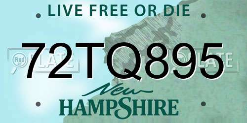 72TQ895 New Hampshire License Plate